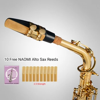 NAOMI Eb Alto Saksofon Primeru Ustnik 10 Trs Krpo & Rokavice - NSA-802 Zlato Lak E Ravno Sax Za Začetnike Ali Intermediater