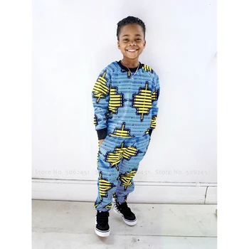 2020 Jeseni Afriške Modna Oblačila Otroci Fant Dashiki Tiskanja Hooded Poln Rokav Vrhovi Hlače Dekliška Zadrga Jakne Hlače Obleko