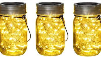 20 LED Viseče Sončno Svetlobo na Prostem Sončne Mason Jar Pokrov Pravljice Niz Luči za Božič Teraso, Vrt in Travnik Dvorišče