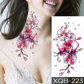 Nepremočljiva Začasni Tattoo Nalepke Romantično Peony Cvetovi Vrtnice Flash Tetovaže Listi Body Art Roko Ponaredek Rokav Tattoo Ženske Moški