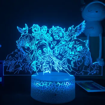 Akril Led Nočna Lučka Anime Demon Slayer Agatsuma Zenitsu Slika za Otroke Otrok Spalnica Dekor 3D Lučka Otroci Darilo za Rojstni dan