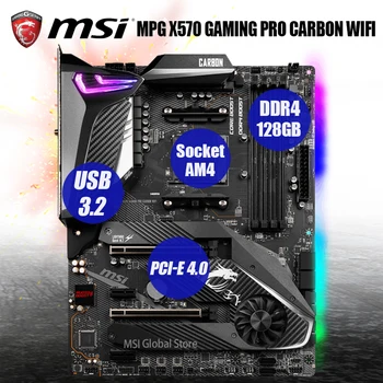 Stojalo AM4 MSI MPG X570 GAMING PRO CARBON WIFI Motherboard R9 DDR4 128GB PCI-E 4.0 M. 2 PCIe SATA3 USB3.2 Namizje X570 Mainboard