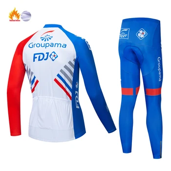 FDJ 2021 nove zimske moške runo kolesarski dres obleko, toplo in udobno elastično kolo oblačila 19D bib hlače oprema za ceste