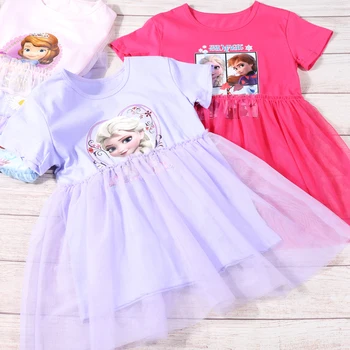 Poletje Dekleta Disney Risanke, Zamrznjeno, Ana Elsa Sofija Princesa Obleke Bombaž Korejski Otroška Oblačila Cosplay Kostum Dekle Obleke Žogo