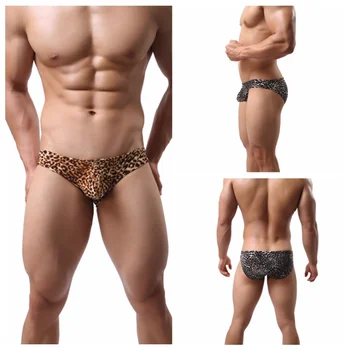Seksi Moške spodnje Perilo spodnjice brez Hlačnic Človek Bikini Spodnjice Kratek U Konveksna Dihanje Leopard Tiskanja Moške Spodnje hlače