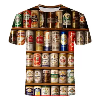 2020 Novost 3D T-shirt Moški Pivo Lahko Tiskanje Hip Hop okoli Vratu T-Shirt Kratek Rokav Moški/Ženske T-Shirt Svoboden Velikosti