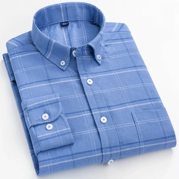8XL Mens Oxford Majice Bombaž Človek Dolg Rokav Priložnostne Slim Fit Obleko Srajce Za Moške Poslovne Majica Camisa Socialne Bluzo Vrhovi