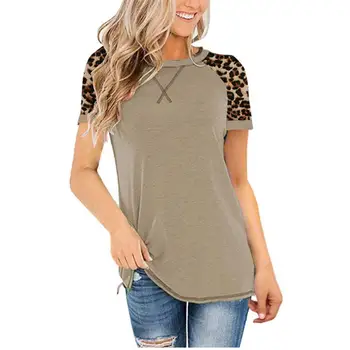 Ženske Poletne T shirt 2021 Leopard Moda T Majica Kratek Rokav Priložnostne Vrhovi Tees Plus Velikost Seksi Ulične T-shirt Camisas Mujer
