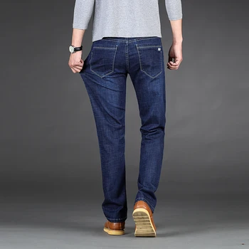 2021 Pomlad Novih Moških Klasičnih Črno Modra Slim-Fit Jeans Poslovnih Vrečasta Kavbojke Moški Redno Fit Traper Hlače Moški blagovne Znamke Hlače