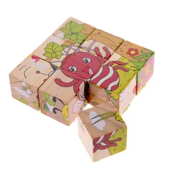 9Pcs/Set Gradnik Puzzle Risanka 3D Živali Vzorec Lesene Kocke Bloki Otroci Zgodaj Izobraževalne Igrače Lepo Darilo za Otroke