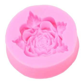 3D Pink Rose Cvet Silikonsko Plesni Fondat Darilo Okrasitev Čokoladni Piškotek Polimerne Gline Smolo Peko Plesni