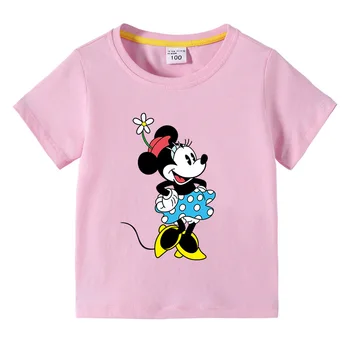 Disney Poletje Otroci Oblačila Minnie Majica Kratek Rokav&mickey Mouse Traper Hlače Modni Malo Dekliška Oblačila Sklop Stranka Obleke
