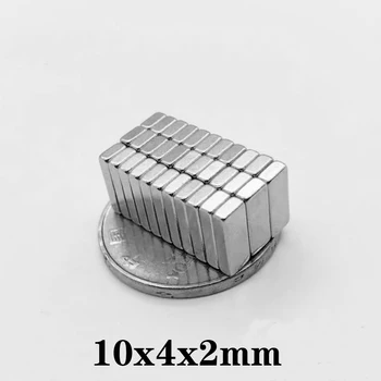10~500PCS 10x4x2 Magnetom iz Redkih Zemelj močno N35 10 mm x 4 mm x 2 mm Blok Magneti 10x4x2mm Stalno Neodymium Magnetom stanja 10*4*2