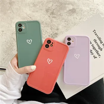 Moda Mini Srce Ljubezni Primeru Telefon Za iPhone 11 12 Pro X XR XS Max 7 8 Plus SE 2020 Candy Barve Silikonski Mehko TPU Zadnji Pokrovček