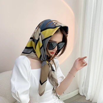 90 cm * 90 cm Design Šal Lady Šal Tiskane Svile Počutil Headscarf Šal Lady Headscarf Kvadratni Šal Lady Zaviti Šal 2021