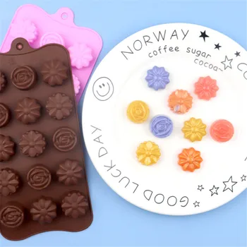 15 Lukenj 3D Majhen Cvet Čokolada Plesni Candy Bar Sladkorja Silikonski Torto Plesni Bakeware Pladenj za Torto Dekoraterstvo Orodje