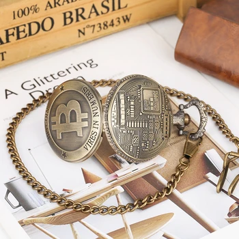 Bitcoin Zbirateljskega Kovanca Pocket Watch Fizično spominski Casascius Ogrlico, Obesek Bitcoins Art Collection za Moške, Ženske