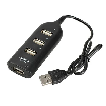4 Port Razdelilnik USB 2.0, Visoka Hitrost Črno Mini Hub Socket Adapter za Prenosni RAČUNALNIK