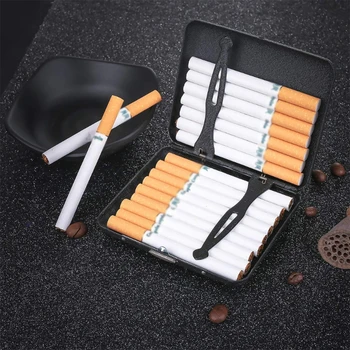 Črni Mat Cigaret Primeru Kovin (Polni Paket 20s) Elektronske Anti-Tlak Posnetek Odpreti Retro Tobak Poiščite Polje Robo Primeru