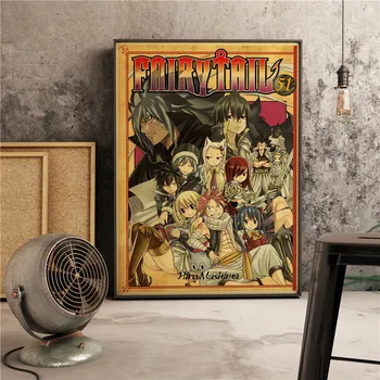 Japonski Anime Fairy Tail Retro Slikarstvo, Umetnost Doma Dekor Platno Plakat in Tiskanje Cafe, ki Živijo Spalnici Otroški Sobi Stensko Sliko