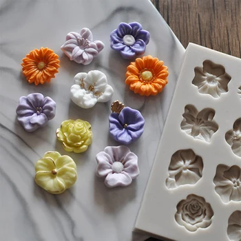 Sončnično Rose Cvetje Obliko Silikonsko Plesni Torto Meji DIY Okraski, Čokolade Obrti Polimerne Gline Obrti 3D kalupi