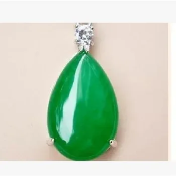 Naravni Green Jade Obesek Ročno Izrezljane Jadeit Ogrlica za Ženske, Nakit, Modni Dodatki 925 Srebrna Ogrlica