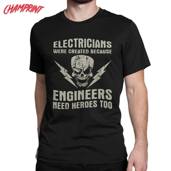 Moške Elektrikar Električni Inženir Majica s kratkimi rokavi Bombaž Oblačila, Casual Kratek Rokav O Vratu Tees Plus Velikost Majice
