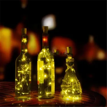 Prenosna LED Plute oblike Sončnih Niz Steklenice Osvetlitev zabavo Dekoracijo Baterije Bakrene Žice Steklenico Vina Dekoracijo Niz Luči