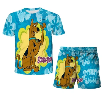 Anime 3D natisnjeni T-shirt za otroke, Scooby Doo modni T-shirt hlače za otroke, Harajuku vrh smešno T-majica za dečke in