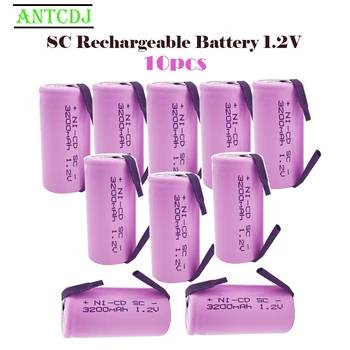 SC SUB 10PCS v E C 1,2 V 3200 mAh Polnilne Baterije 4/5 SUB C Ni-cd Celice Varjenje Z Zavihki za Električni Vrtalni Vijačnik