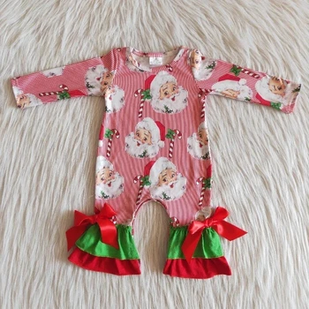 Trgovini Baby Dekle Boutique Dolge Rokave Mrežo Novorojenih Otrok Božično Drevo Pižamo Dojenčka Oblačila Bowknot Romper