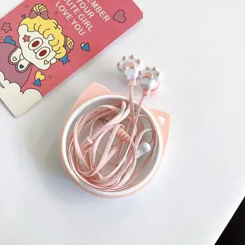 Nov Lep Srčkan Risanka Childs Slušalke Mačka Tačka 3,5 mm in-ear Slušalke Z Obračanjem Primeru Z Mikrofonom Za IPhone, Samsung Xiaomi