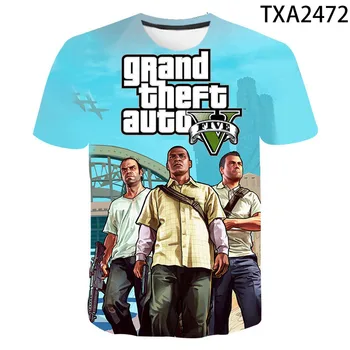 2021 Novo 3D Tiskanja Grand Theft Auto Igro Gta 4/5 Natisne Majica s kratkimi rokavi Moški Ženske Otroci T-Shirt Kratek Rokav Fant Dekle Otroci Vrhovi Tees