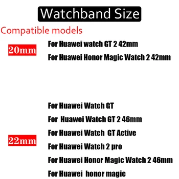 Najlon StrapFor Huawei Watch GT 2 Pro 2e 20 mm 22 mm Zapestje trakov Šport WatchBands za huawei watch GT 2 42mm 46mm Zanke Zapestnice