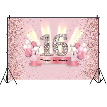 Roza Sweet 16. Foto Ozadje Dekleta Happy Birthday Party po Meri Šestnajst Dekoracijo Cvet Fotografiranje Družin, Banner