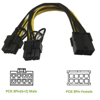 PCI-E PCIE 8P Ženski 2 Vrata Dvojno 8pin 6P + 2P Moški GPU Grafični Kartici Moči Video Splitter Podaljšek 18AWG Žice