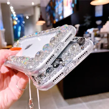 Luksuzni Vrvica za opaljivanje tega Nosorogovo Diamond Primeru Telefon Za iPhone 12 Max Pro Plus 8 7 6 11 6s Xs Max Xr X SE 2020 Kota Vaja Mehko Pokrov