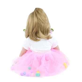 60 cm Silikonski Prerojeni Malčki Punčko Blondinka Princess Malčka Bebe Obleko Gor Igrača Otrok Darilo za Rojstni dan