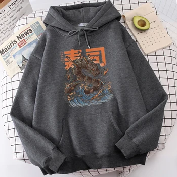 Japonski Dargon Risanka Kul Hooded Moških Hip Hop Priložnostne Ulične 2021 Vroče Prodaje Runo Sweatshirts Harajuku Svoboden Moški Puloverji s kapuco
