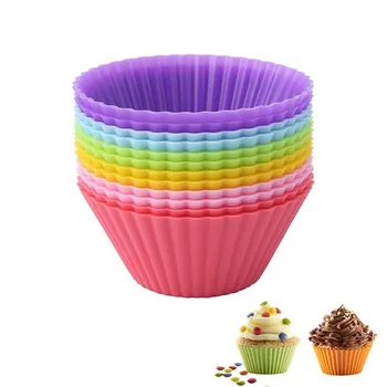 12Pcs Silikonski Cupcake Torto Pokal Torta Orodje za Peko Silikonsko Plesni Cupcake In Muffin Cupcake Za DIY Za Naključno Barvo