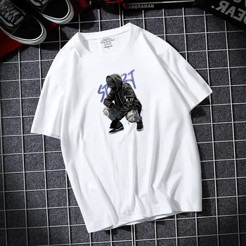 Ymwmhu Bombaž Majica za Moške Kratke Rokav Svoboden Poletje Vrhovi Priložnostne Moda Tee Majica Plus Velikost Hip Hop Oblačila Camiseta
