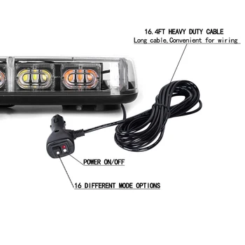 48LED Streho Stroboskopske Luči v Sili Varnost Opozorilo LED Lightbar z Magnetno Bazo 12-24V Sneg Plugom Tovornjakov Gradbena Vozila