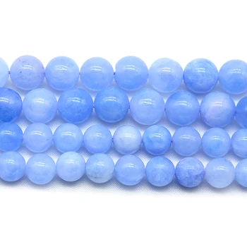 Naravni Kamen Modra Angelite Quartzs Krog Svoboden Distančnik Kroglice 6/8/10 mm Za DIY Nakit, Zapestnice, zaradi Česar Ogrlica 15