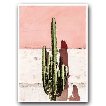 Roza Kaktus Zelenih Rastlin Cvet Ustvarjalne Angleški Platno, Slikarstvo, Umetnost Povzetek Doma Dekoracijo Natisni Plakat Slika Steno Nordijske