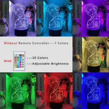 Anime Star Eno Smer 3D Noč svetlobe Spanja Pomoči Svetlobe Dejanje Slika 7 Dotik Barve Optično Iluzijo namizne Svetilke Doma Dekoracijo