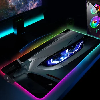 Kul Avto Velike RGB Mouse Pad Anime Gaming Mousepad BMW Desk Mat, LED 900X400 XXL Računalniška Tipkovnica Prenosnik Pad Zvezek desk mat