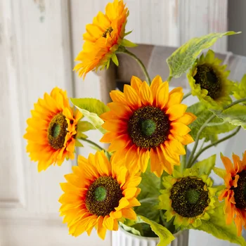 Sončnično Šopek Svile Cvet Visoko Kakovostnih Umetnih Cvet Doma Vrt Stranko Poroko DIY Dekoracijo