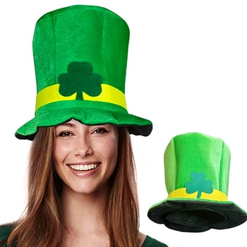 Saint Patricks Day Detelja Detelja Zeleno Žametno Cilinder Irski Leprechaun Skp Cosplay Kostum Stranka Dekoracijo Korist
