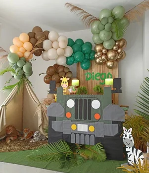 85pcs Jungle Safari DIY Balon Garland Kit Sage Zelena Taupe Rojstni dan Baloni Rojstni Baby Tuš Divji Odlikovanja