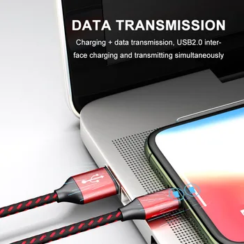 Amzish 2m 3A USB C Tip Kabla C Kabel Za Samsung Xiaomi Huawei Hitro Polnjenje Žičnih Podatkovni Kabel Mobilni Telefon USB C Kabel Polnilnika